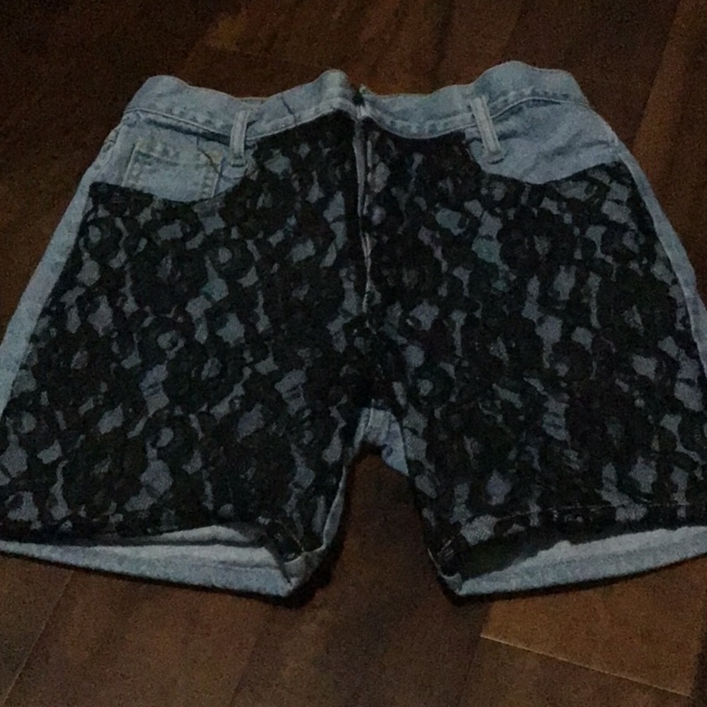 Blue Jean and lace jean shorts
